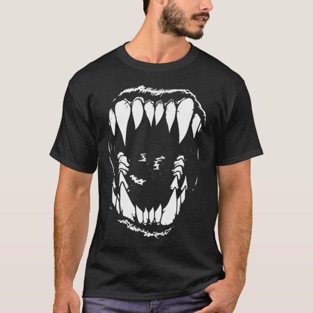 Vampire Teeth Fangs Gothic Horror Halloween Grunge T-Shirt (Vorderseite)