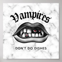 Vampire Tu keine Geschirr Funny Fangs Poster