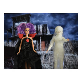 Vampire und Mummy auf der Jagd. Halloween Poster