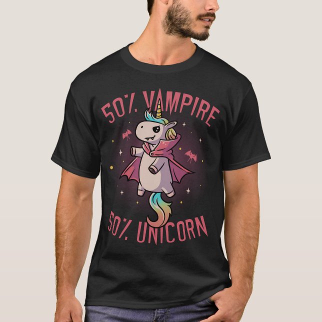 Vampire Unicorn Funny Niedlich Spooky T-Shirt (Vorderseite)