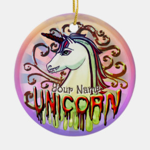 Vampire Unicorn Keramik Ornament