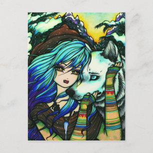 Vampire Werewolf Snow Fantasy Fairy Kunst Postkart Postkarte