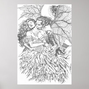 Vampire's Kiss von Al Rio - Vampire und Woman Art Poster