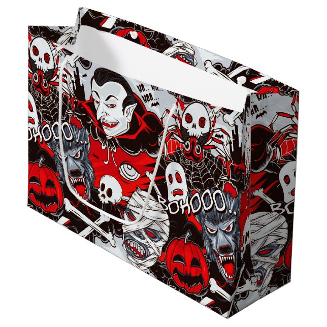 Vampires Night Gift Bag - Große, glänzende Große Geschenktüte (Vorderseite Schrägansicht)