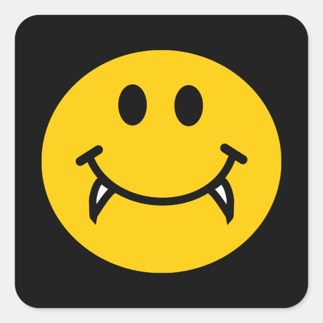 Vampirgesicht mit Fangzähnen Quadratischer Aufkleber (Vorderseite)