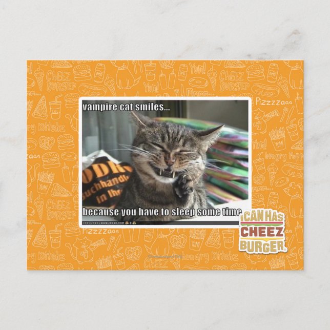 Vampirkatze lächelt postkarte (Vorderseite)