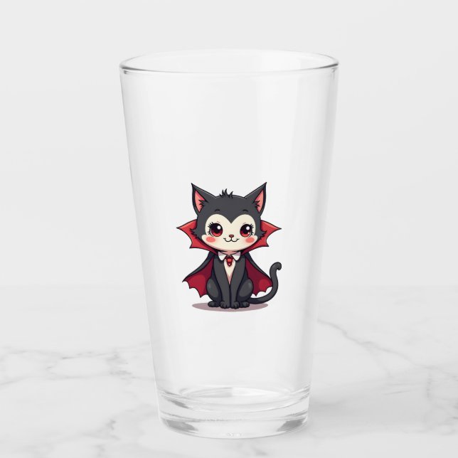 Vampirkatze � Süßes Halloween Haustier Tee Glas (Vorderseite)