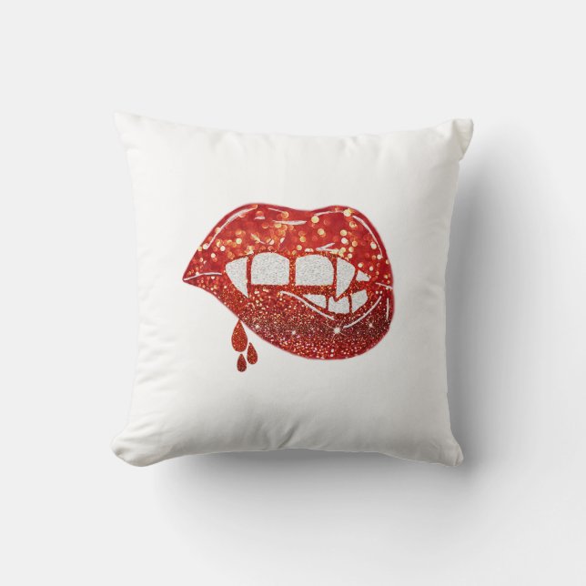 Vampirlippen bei Imitaten Glitzer mit Tropf Kissen (Vorderseite)