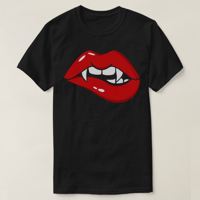 Vampirlippen mit Fang T-Shirt (Design vorne)