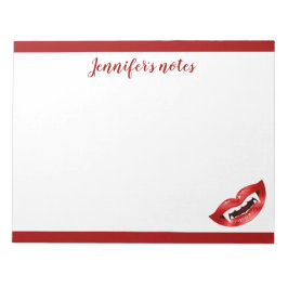 Vampirmuschel mit roten Lippen und Fanggeräten, au Notizblock