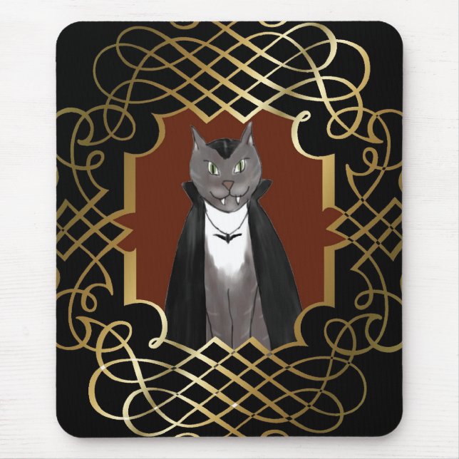 Vampirs-Miezekatze-Porträt Mousepad (Vorne)