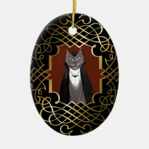 Vampirs-Miezekatze-Porträt-Verzierung Keramik Ornament