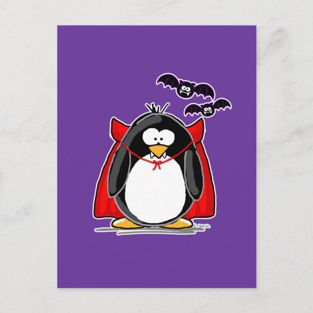 Vampirs-Pinguin Postkarte (Vorderseite)