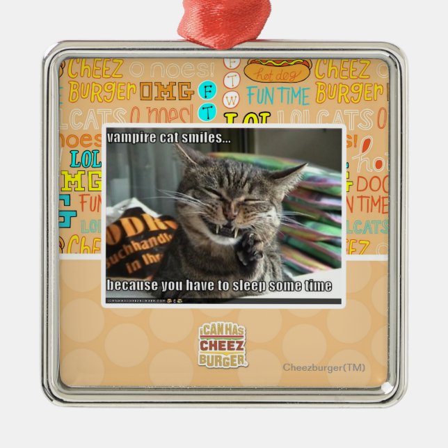 Vampirskatzenlächeln Silbernes Ornament (Vorne)