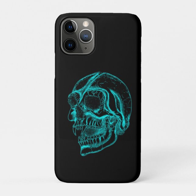 Vampirskull Schwarz-Grün Design Case-Mate iPhone Hülle (Rückseite)