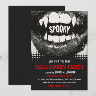 Vampirzahn Gruselige Halloween-Party Blutrot Einladung