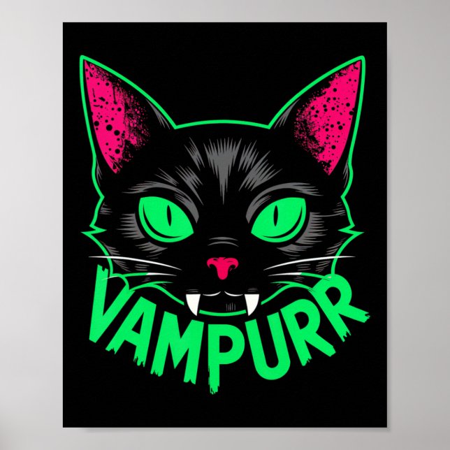 Vampurr Cat Vampire Kitty Halloween Katzen Spooky  Poster (Vorne)