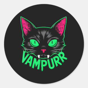 Vampurr Cat Vampire Kitty Halloween Katzen Spooky Runder Aufkleber