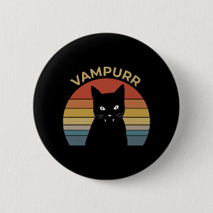 Vampurr Funny Vampire Retro Sunset Halloween Button
