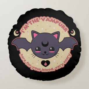 Vampurr Gruseliger Süßer Halloween Rundes Kissen