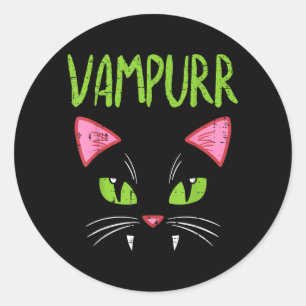 Vampurr Vampirkatze Lustiges Halloween-Kostüm Frau Runder Aufkleber