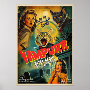 Vampurr Vampirkatze - Retro-Horrorposter Poster