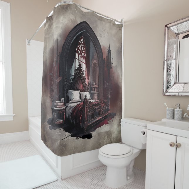 Vampy Boudoir | Gothic Red Viktorianisch Bedroom S Duschvorhang (Beispiel)