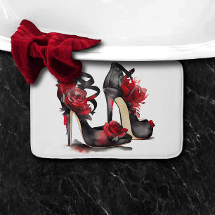 Vampy Fashion Stilettos mit Rose Badematte