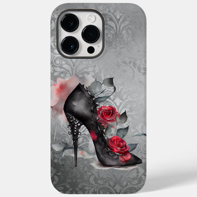 Vampy Spiked Stiletto | Rote Rose High Heel Grunge Case-Mate iPhone Hülle (Rückseite)
