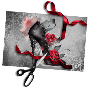 Vampy Spiked Stiletto Rote Rose High Heel Grunge Seidenpapier