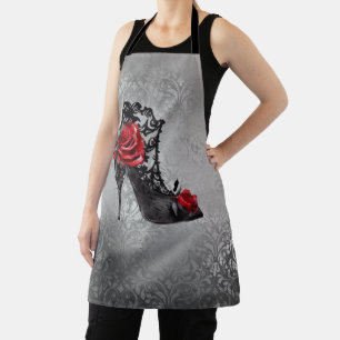 Vampy Vogue Grunge   Stiletto Lace Bootie Rose Schürze