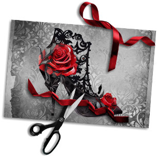 Vampy Vogue Grunge Stiletto Lace Bootie Rose Seidenpapier