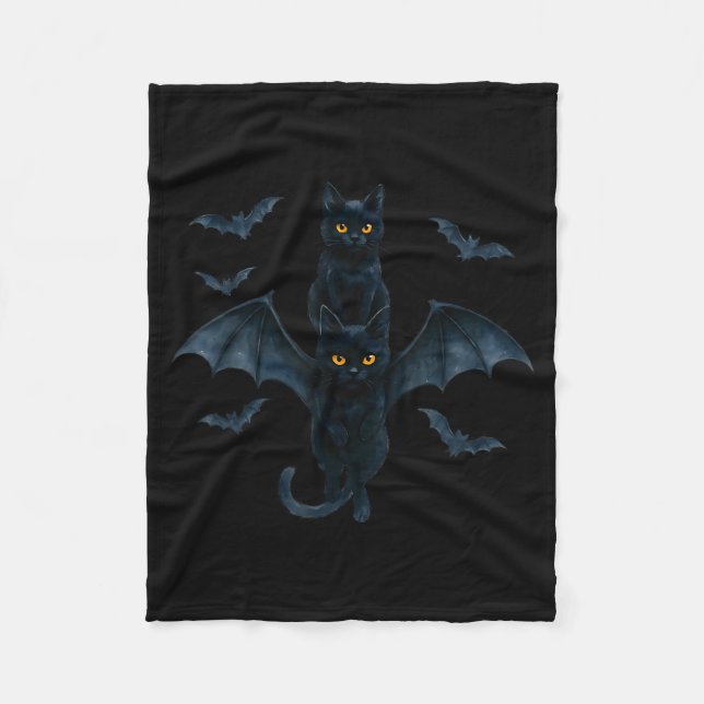 Vamre Cat With Bat Wings _ Cute Soky Halloween Des Fleecedecke (Vorderseite)