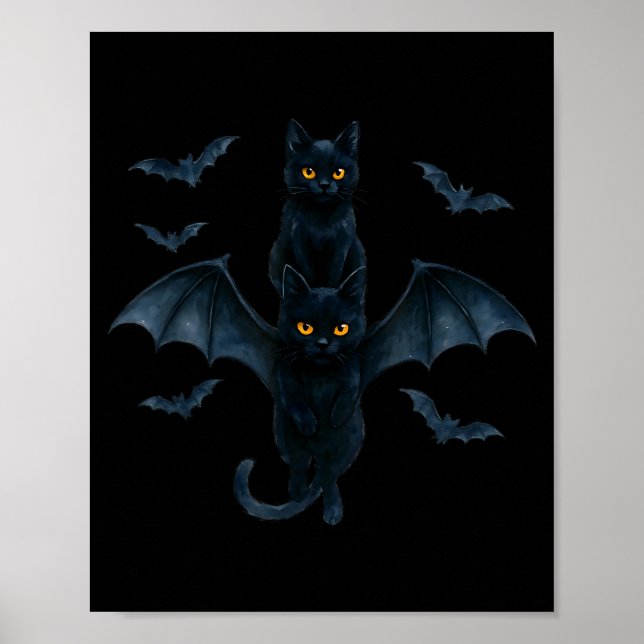 Vamre Cat With Bat Wings _ Cute Soky Halloween Des Poster (Vorne)