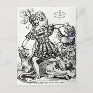 Van Amburgh the Brute Tamer, 1838 Postkarte