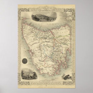 Van-Diemen-Insel oder Tasmanie Poster