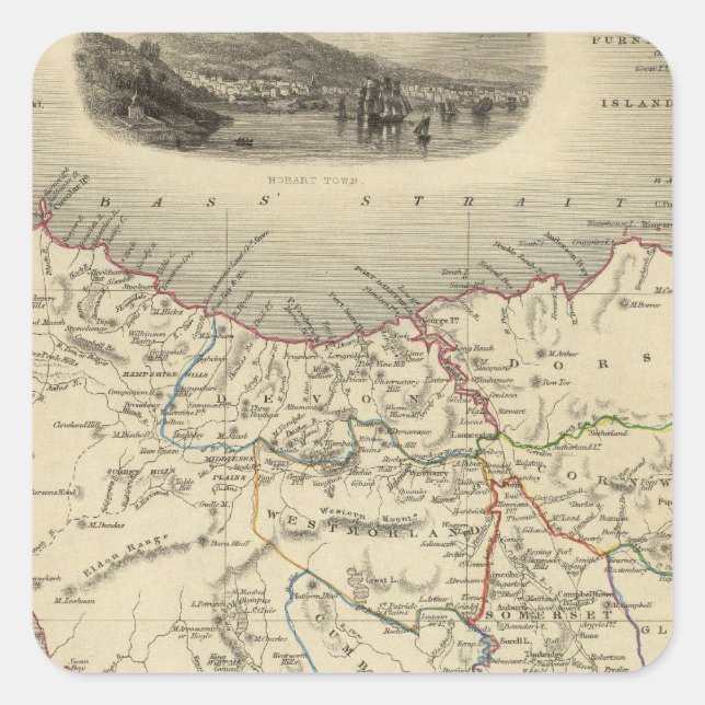 Van-Diemen-Insel oder Tasmanie Quadratischer Aufkleber (Vorderseite)