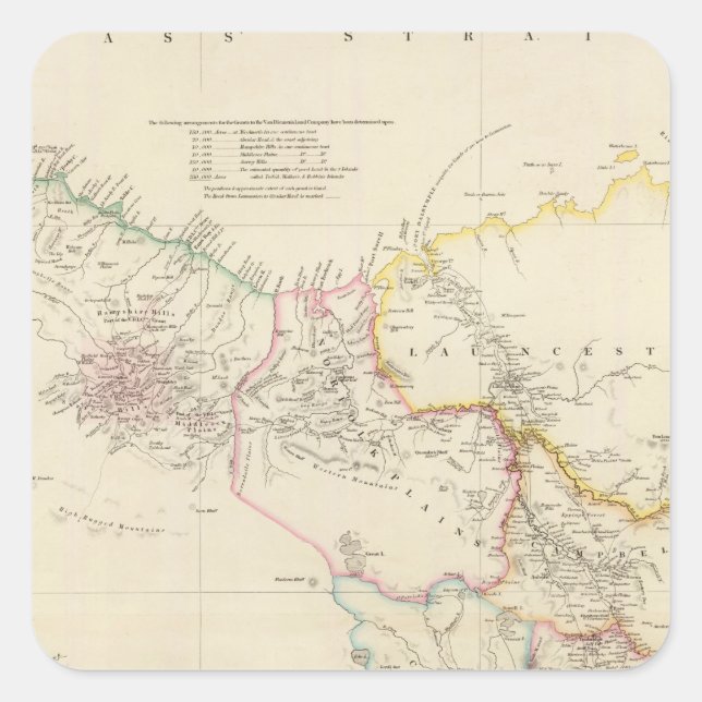 Van Diemens Land 2 Quadratischer Aufkleber (Vorderseite)