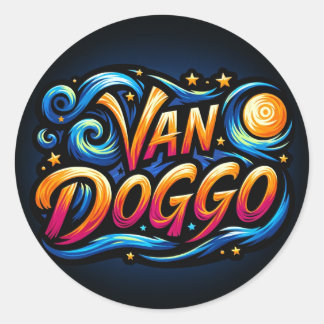Van Doggo-Logo Runder Aufkleber