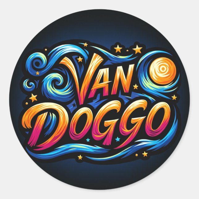 Van Doggo-Logo Runder Aufkleber (Vorderseite)