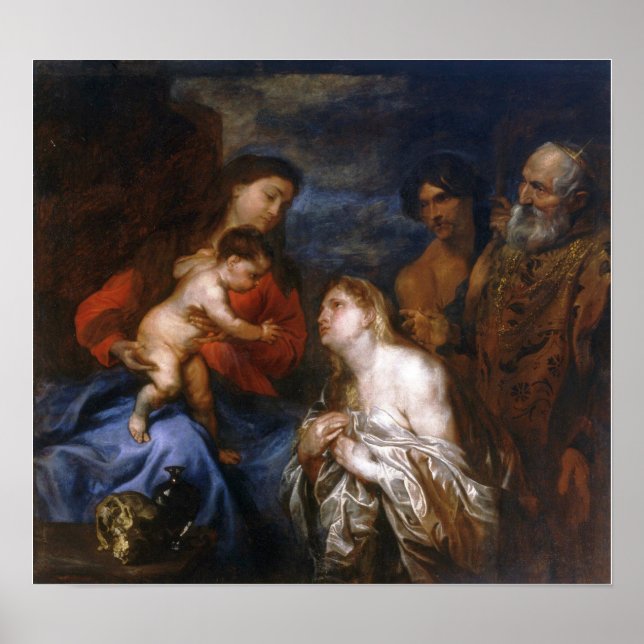 Van Dyck - Jungfrau, Kind mit umkehrenden Sinnern Poster (Vorne)