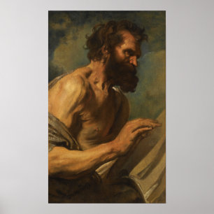 Van Dyck - Studie eines bärtigen Mannes mit erhobe Poster