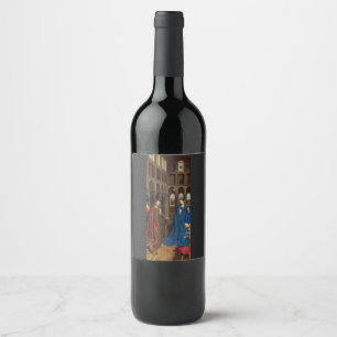 Van Eyck’s Verkündigung Premium Kathedralglas Weinetikett