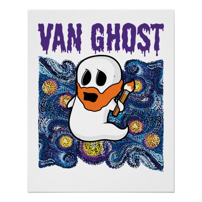 Van Ghost Funny Art Halloween Van Gogh Poster (Vorderseite)