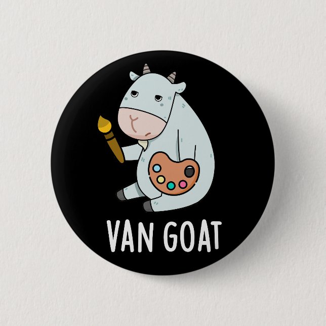Van Goat Funny Artist Pun Dark BG Button (Vorderseite)