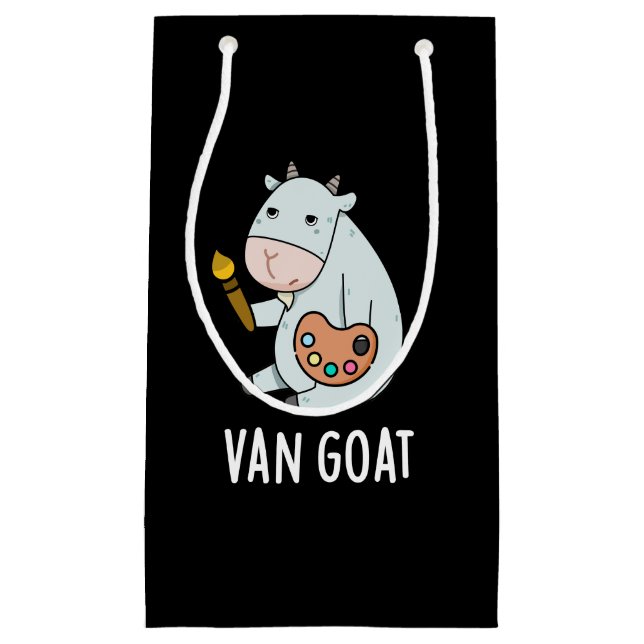 Van Goat Funny Artist Pun Dark BG Kleine Geschenktüte (Vorderseite)