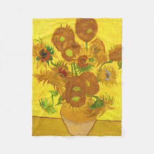 Van Gogh 15 Sonnenblumen in einer Vase der Kunst Fleecedecke