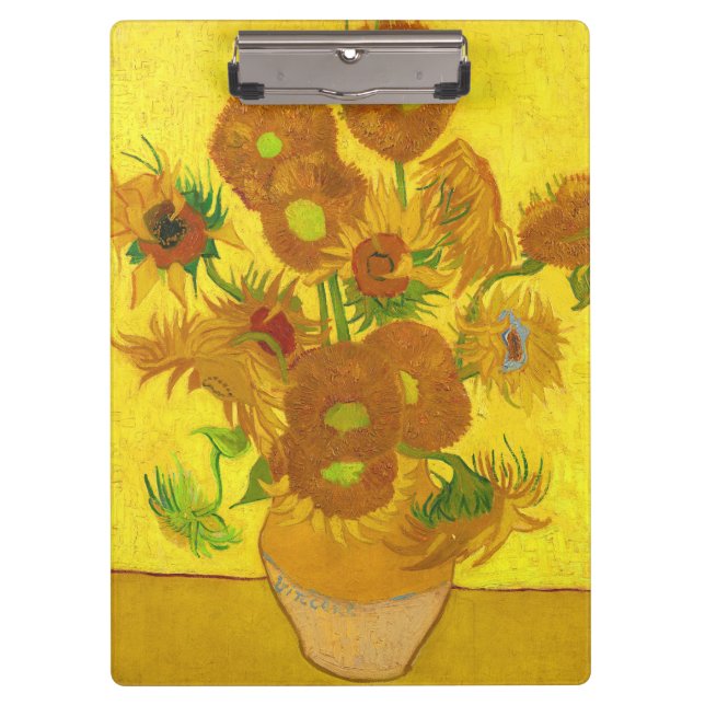 Van Gogh 15 Sonnenblumen in einer Vase der Kunst Klemmbrett (Vorderseite)