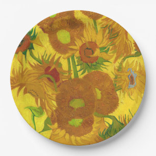Van Gogh 15 Sonnenblumen in einer Vase der Kunst Pappteller