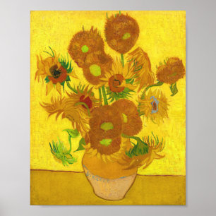 Van Gogh 15 Sonnenblumen in einer Vase der Kunst Poster